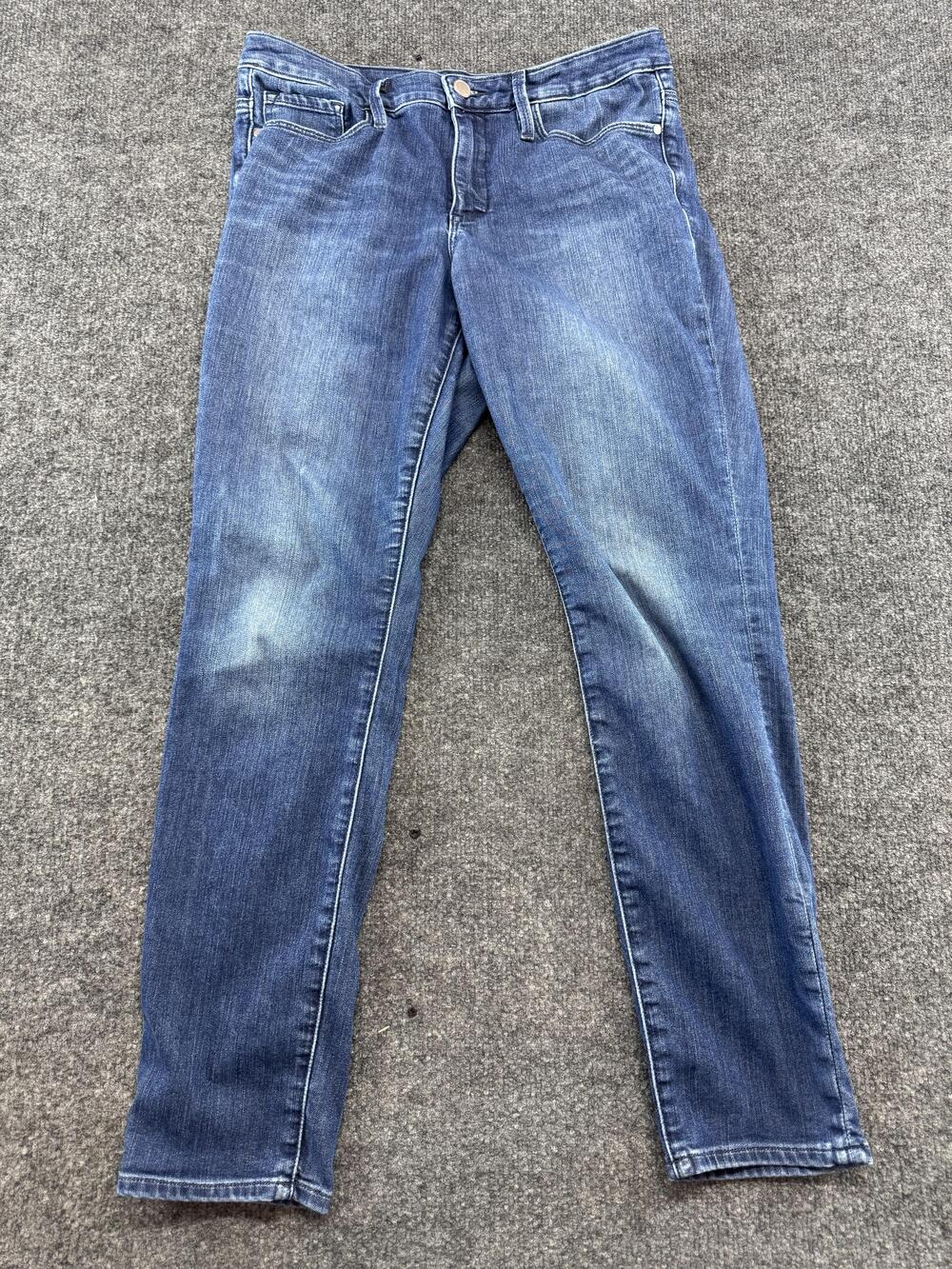 Athleta Sculptek Jeans Womens 8 Blue Medium Wash Mid Rise Skinny Stretch Denim